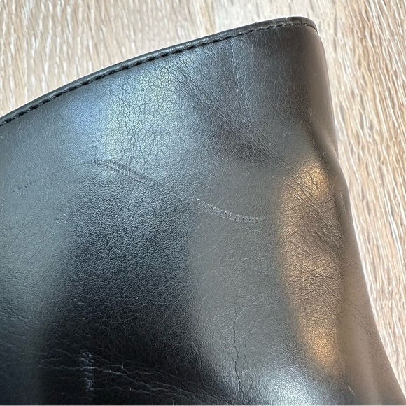 Vintage 90's Y2K Black Ankle Boots Faux Wood Platform Heel Booties - Size 8 - Picture 10 of 16